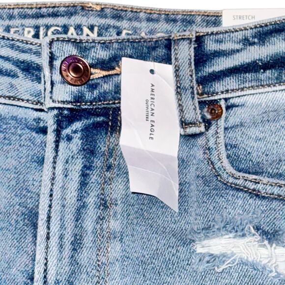 American Eagle Mom Jean Women's Size 2 Regular Blue Denim Stretch Distressed NWT - Picture 5 of 12